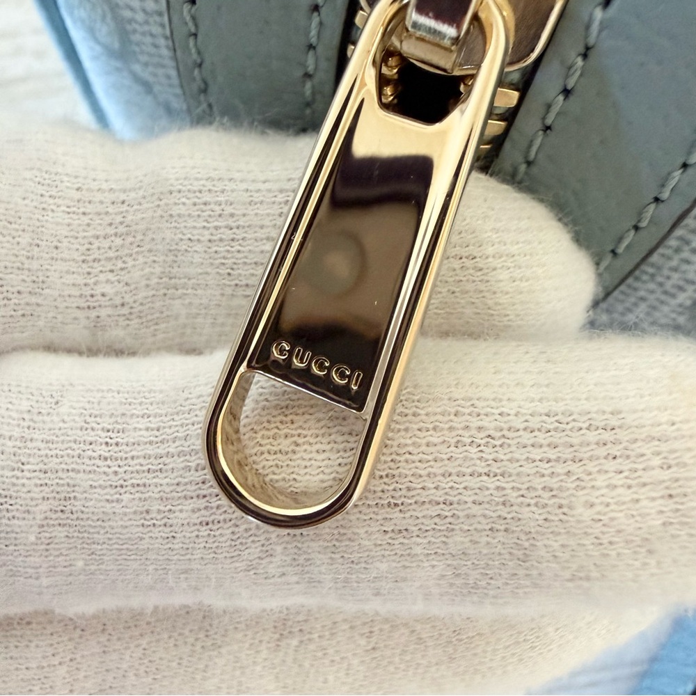 New Gucci GG Supreme mini crossbody bag with Web, blue - Picture 8 of 15